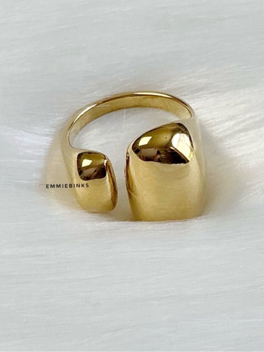 New Anthropologie Golden Molten Metal Statement Ring ~ 18KGP Open Ring - Picture 3 of 15